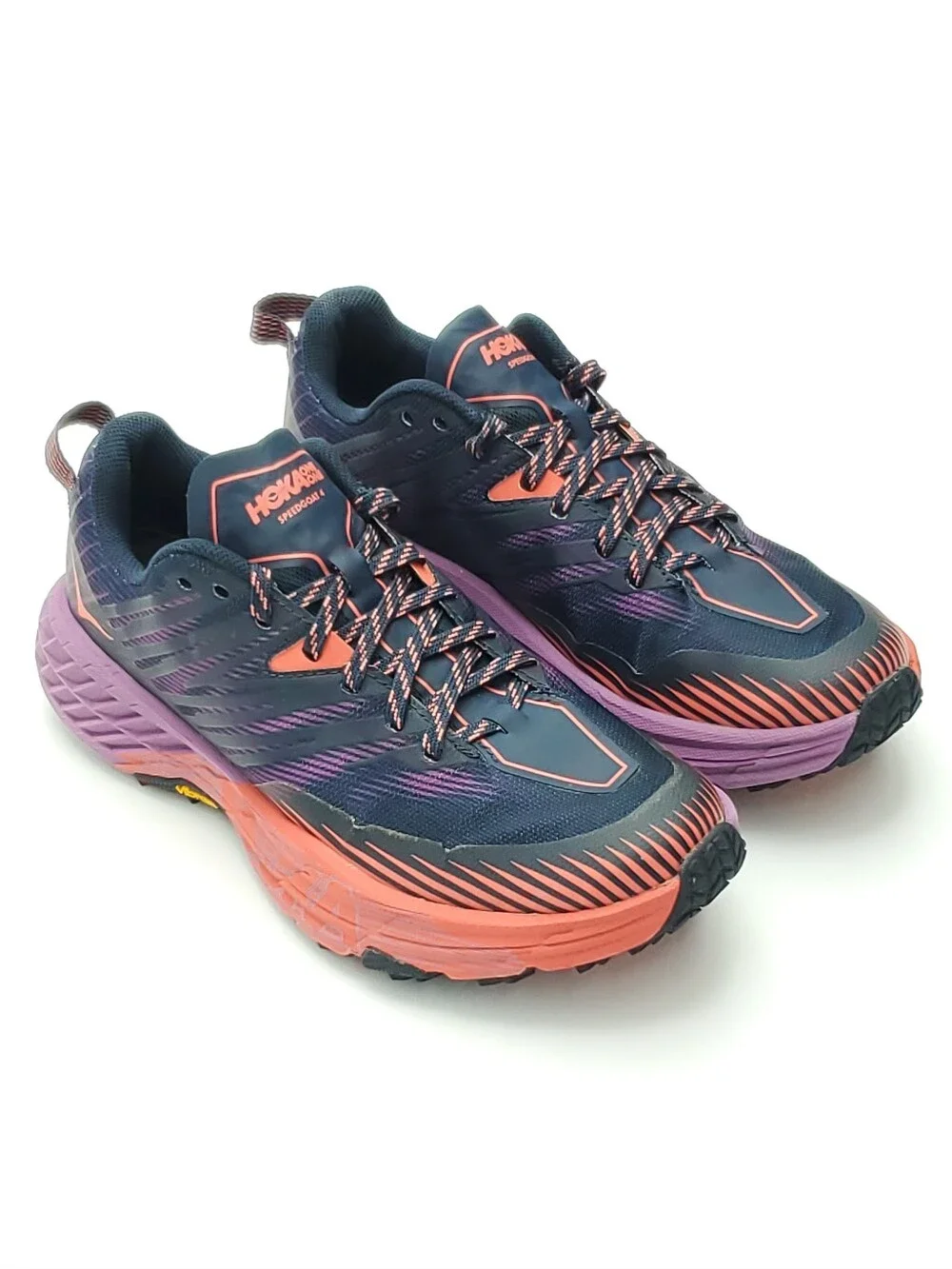 Hoka One One Speedgoat 4 Trail Running Shoes Women Size 7 Outer Space Hot Coral